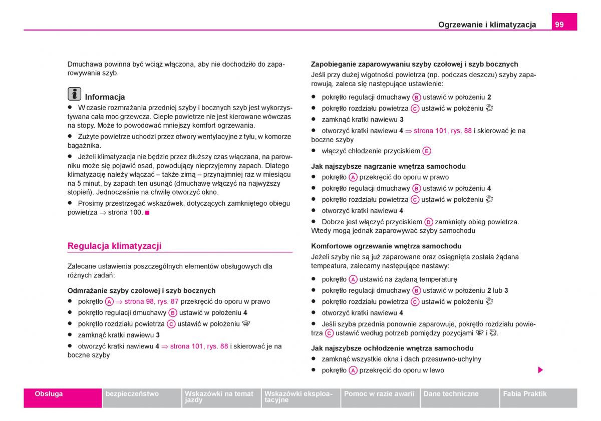 Skoda Fabia I 1 instrukcja obslugi / page 100