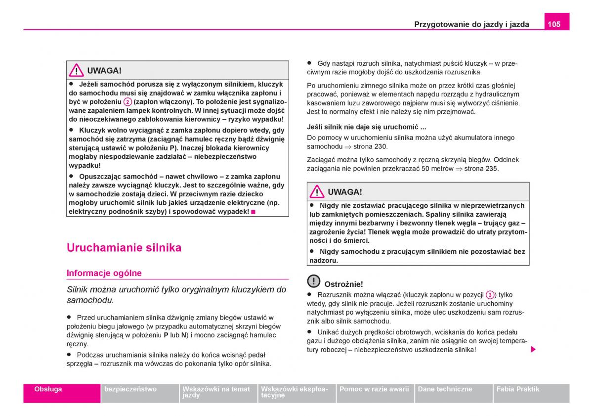 Skoda Fabia I 1 instrukcja obslugi / page 106