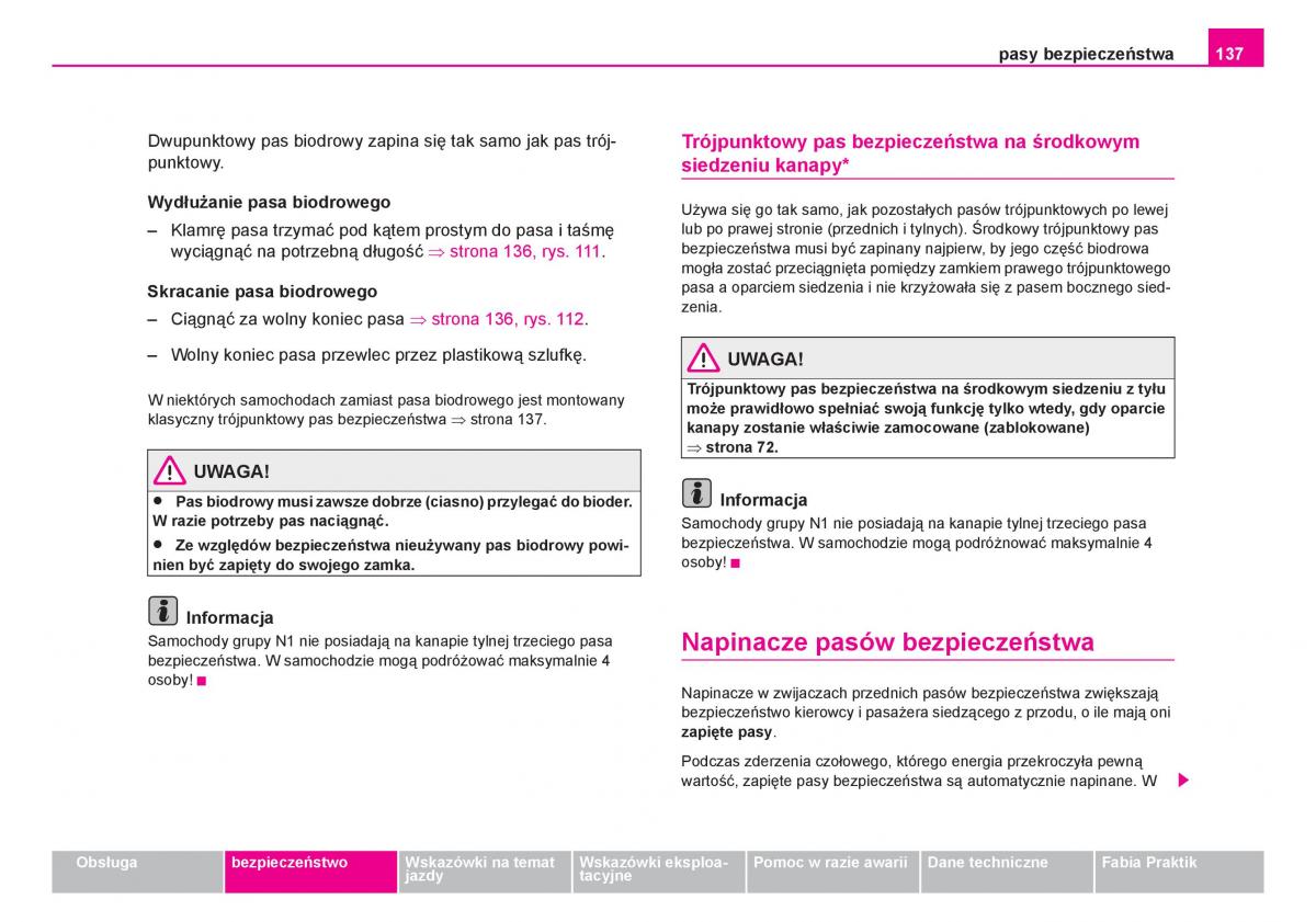 Skoda Fabia I 1 instrukcja obslugi / page 138