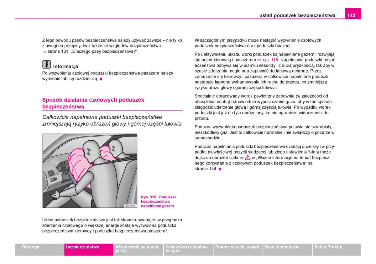 Skoda Fabia I 1 instrukcja obslugi / page 144