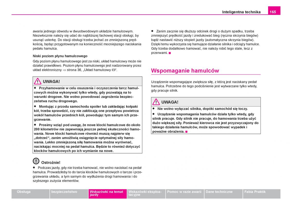 Skoda Fabia I 1 instrukcja obslugi / page 166