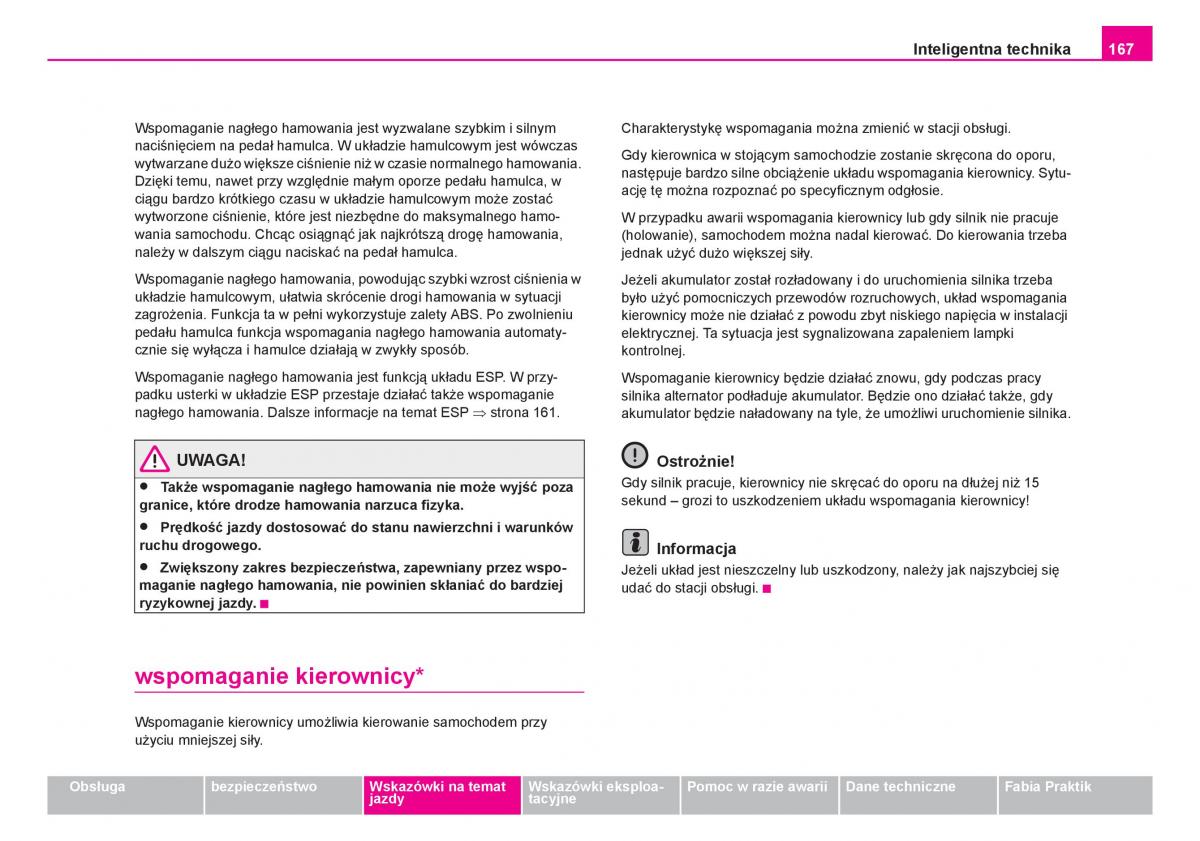 Skoda Fabia I 1 instrukcja obslugi / page 168