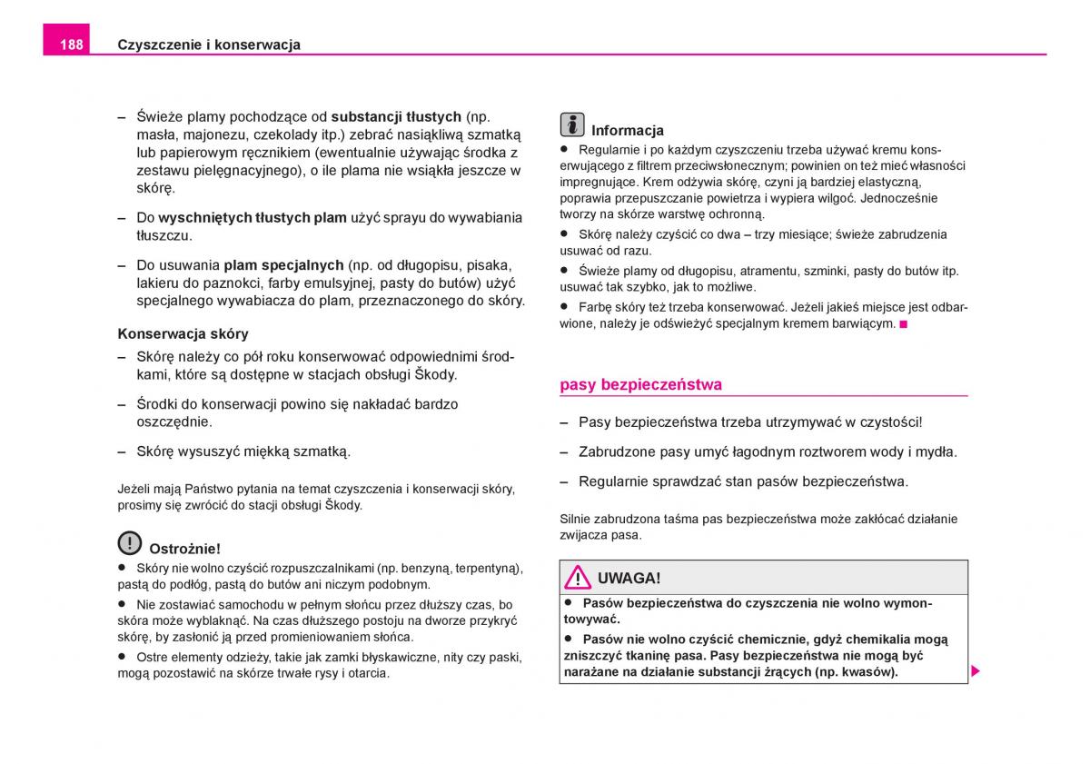 Skoda Fabia I 1 instrukcja obslugi / page 189