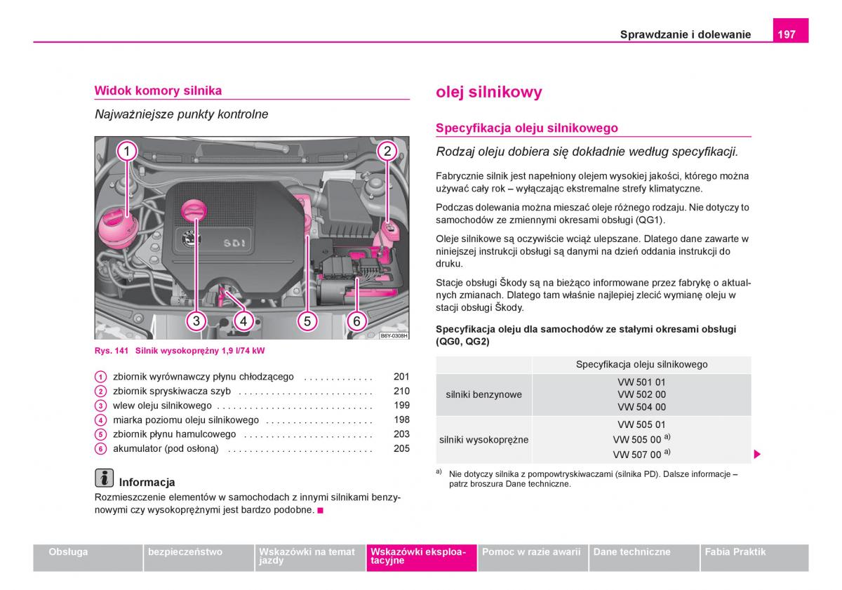 Skoda Fabia I 1 instrukcja obslugi / page 198
