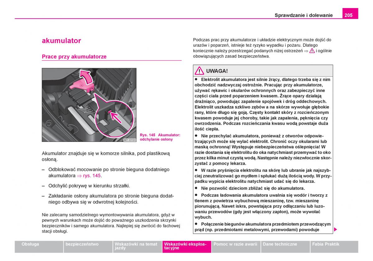 Skoda Fabia I 1 instrukcja obslugi / page 206