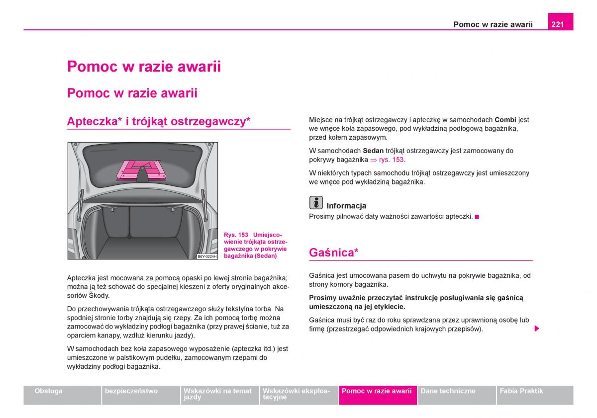 Skoda Fabia I 1 instrukcja obslugi / page 222