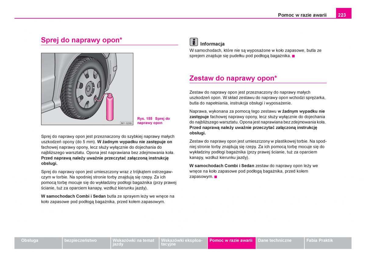 Skoda Fabia I 1 instrukcja obslugi / page 224