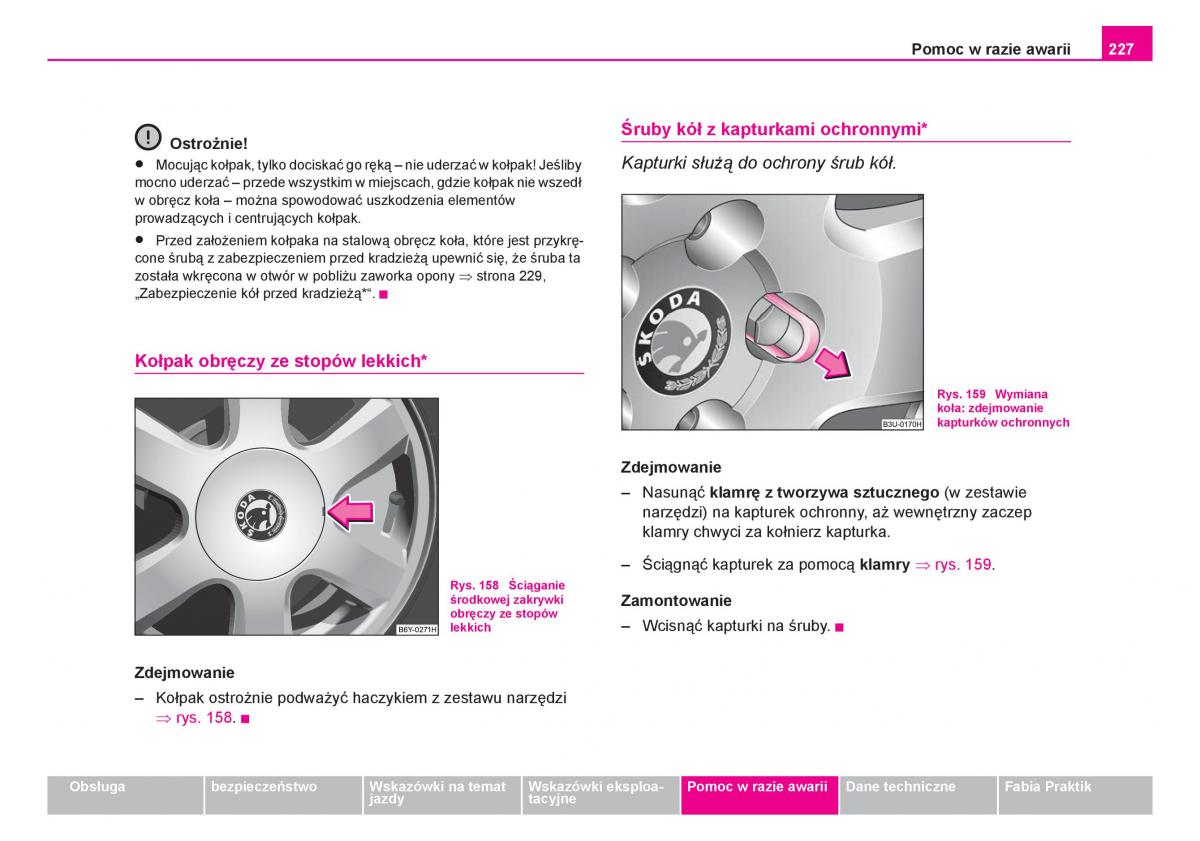 Skoda Fabia I 1 instrukcja obslugi / page 228