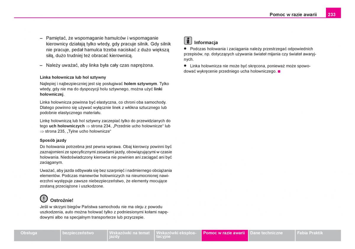 Skoda Fabia I 1 instrukcja obslugi / page 234