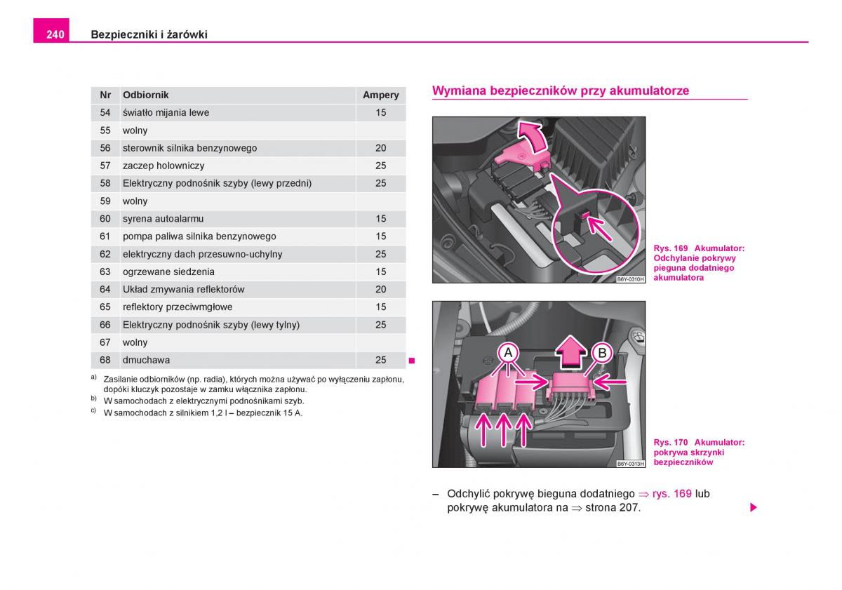 Skoda Fabia I 1 instrukcja obslugi / page 241