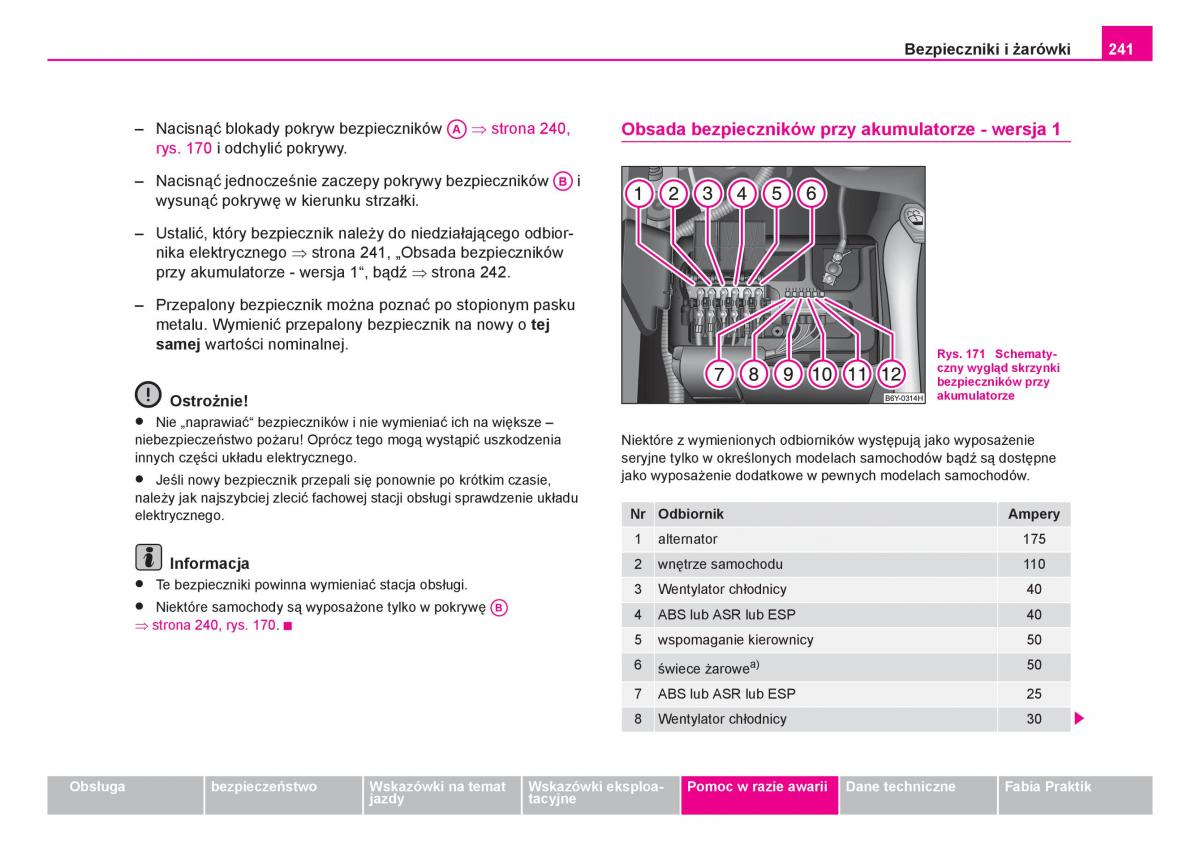 Skoda Fabia I 1 instrukcja obslugi / page 242