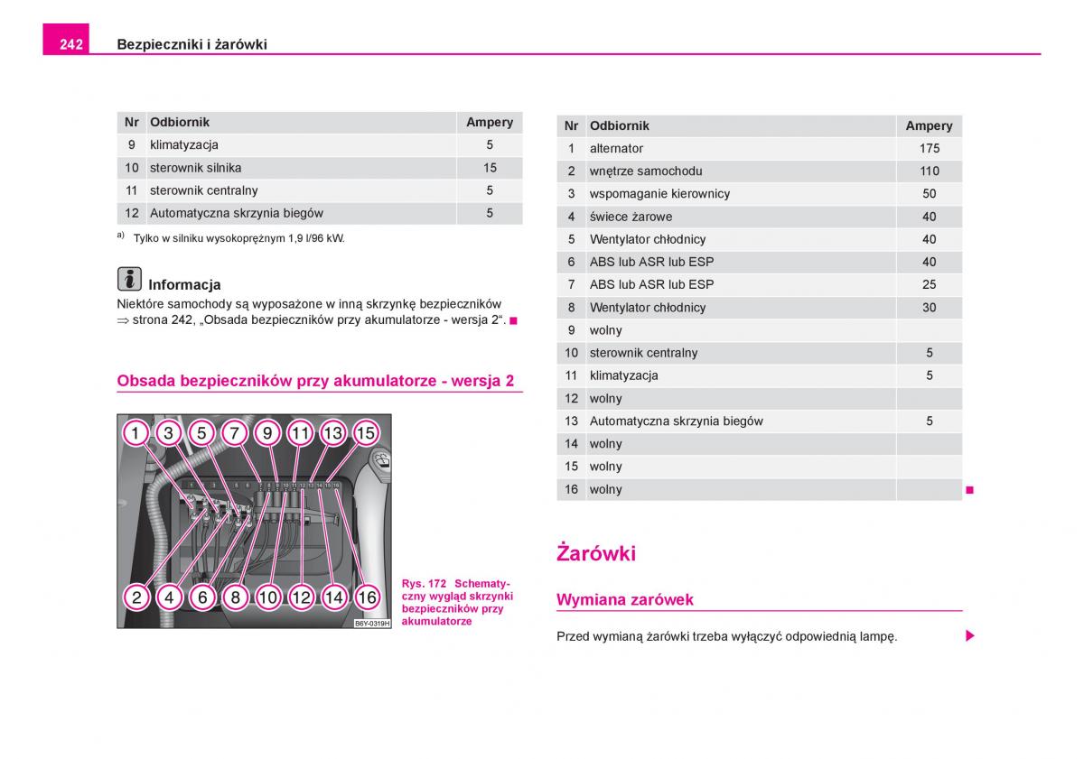 Skoda Fabia I 1 instrukcja obslugi / page 243