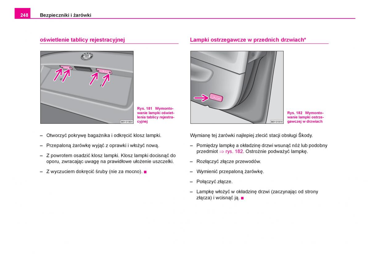 Skoda Fabia I 1 instrukcja obslugi / page 249