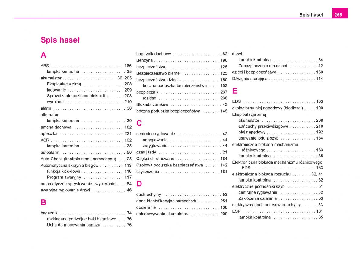 Skoda Fabia I 1 instrukcja obslugi / page 256