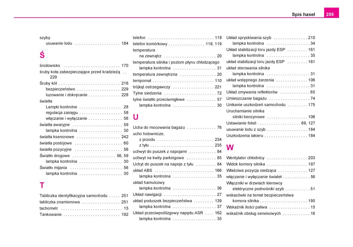 Skoda Fabia I 1 instrukcja obslugi / page 260