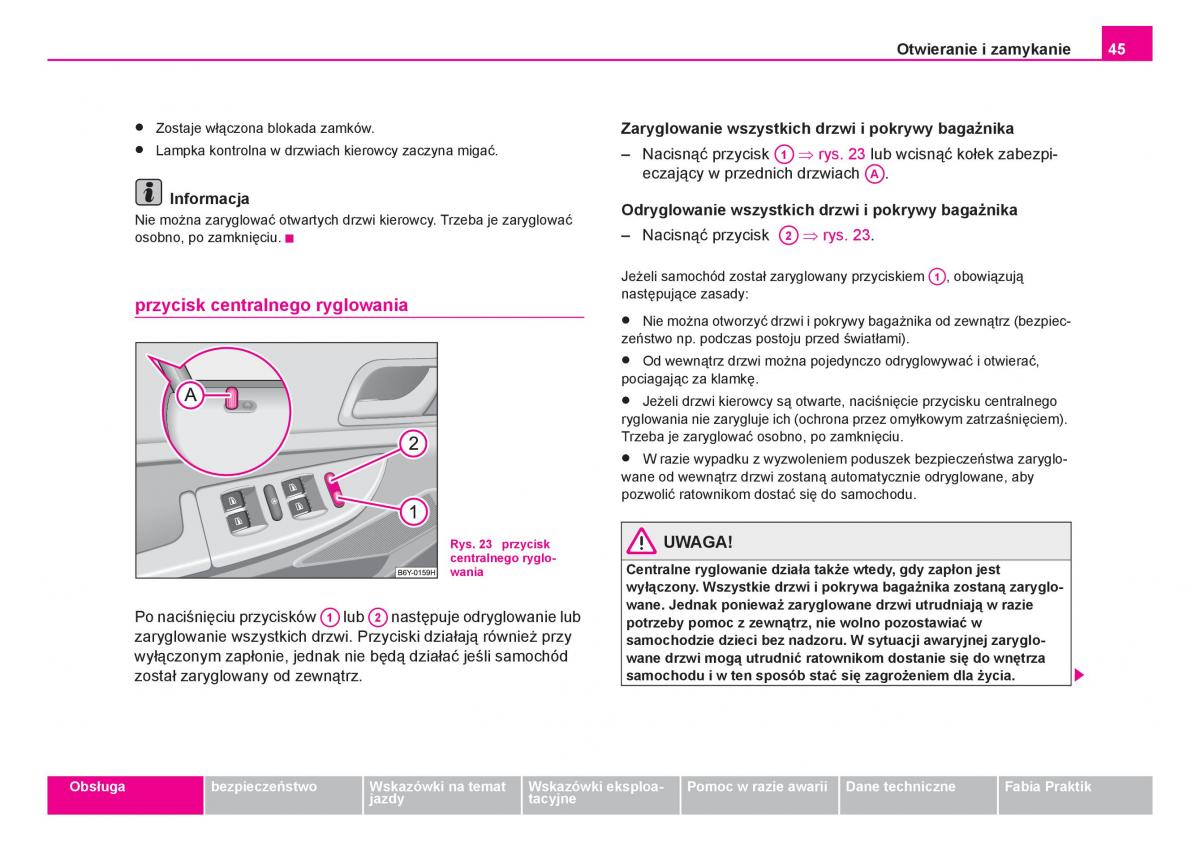 Skoda Fabia I 1 instrukcja obslugi / page 46