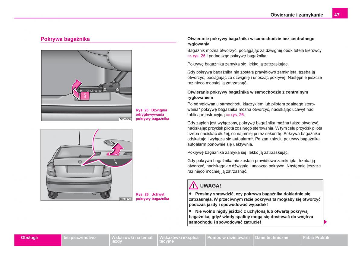 Skoda Fabia I 1 instrukcja obslugi / page 48