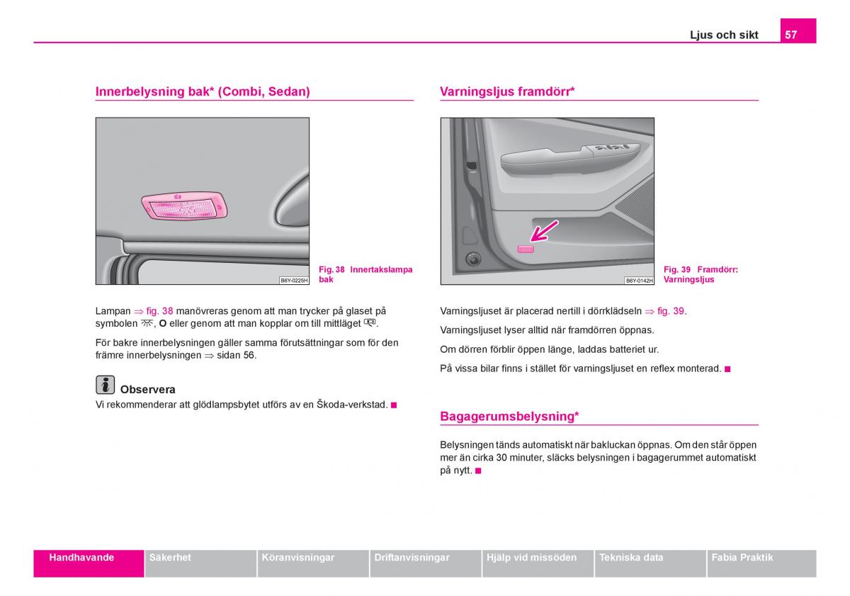 Skoda Fabia I 1 instruktionsbok / page 58