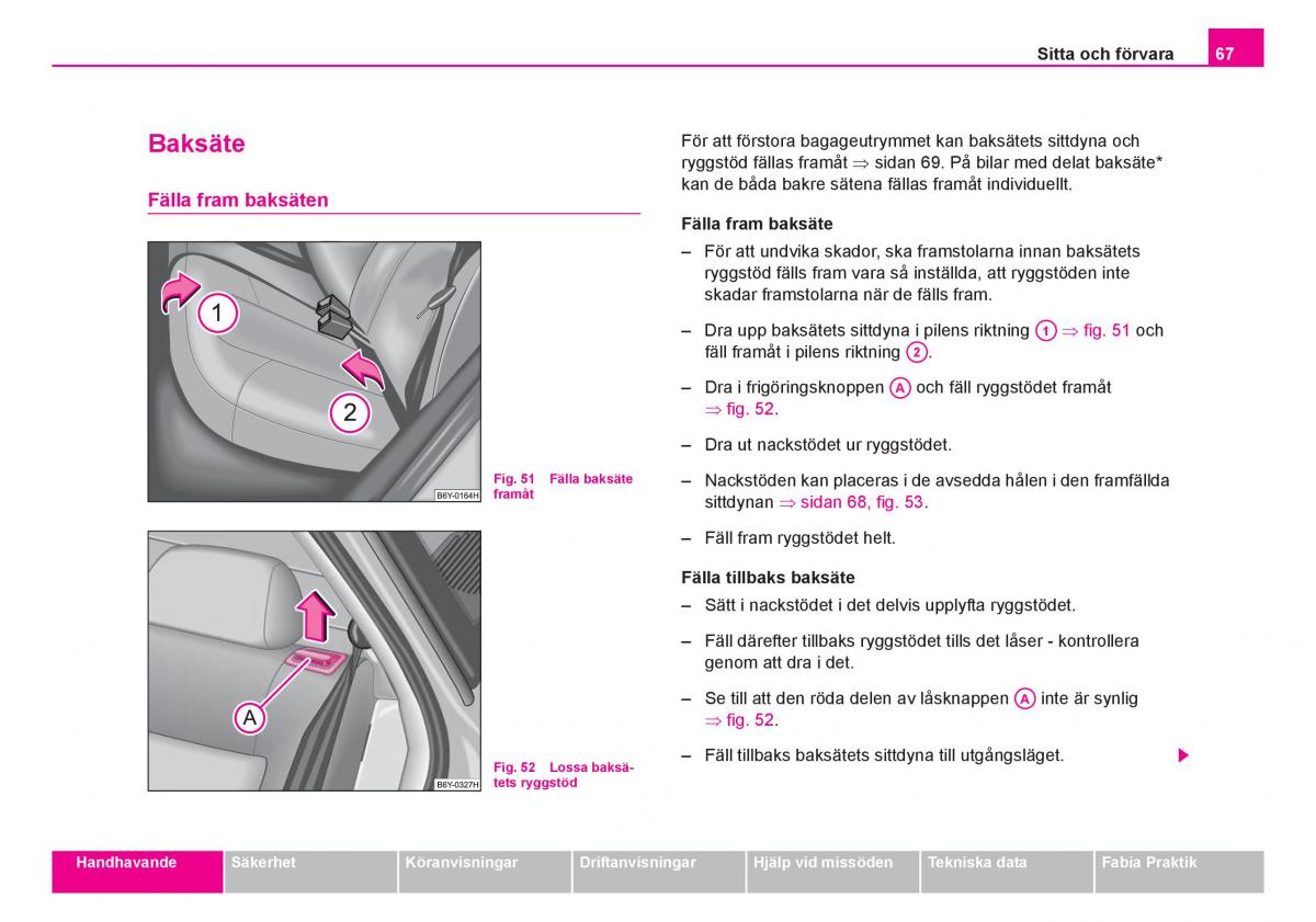 Skoda Fabia I 1 instruktionsbok / page 68