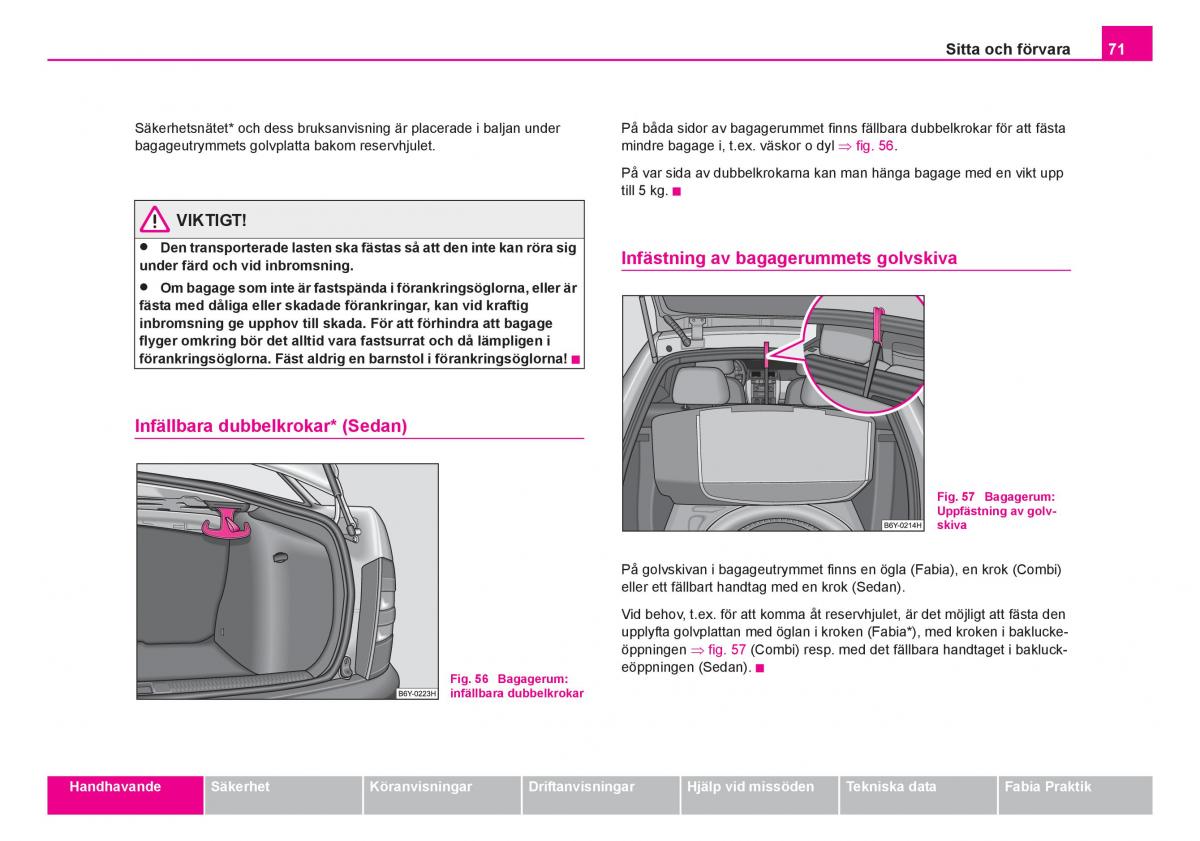 Skoda Fabia I 1 instruktionsbok / page 72