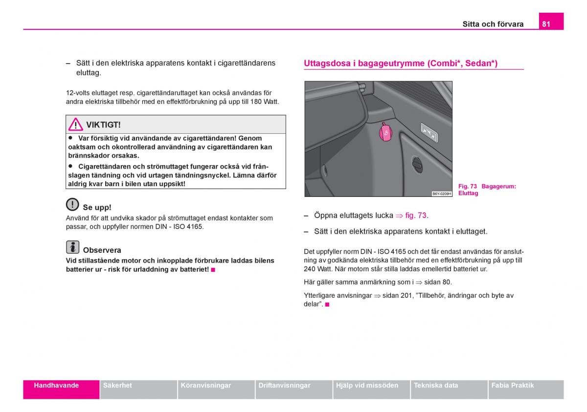 Skoda Fabia I 1 instruktionsbok / page 82