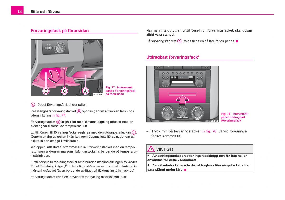 Skoda Fabia I 1 instruktionsbok / page 85