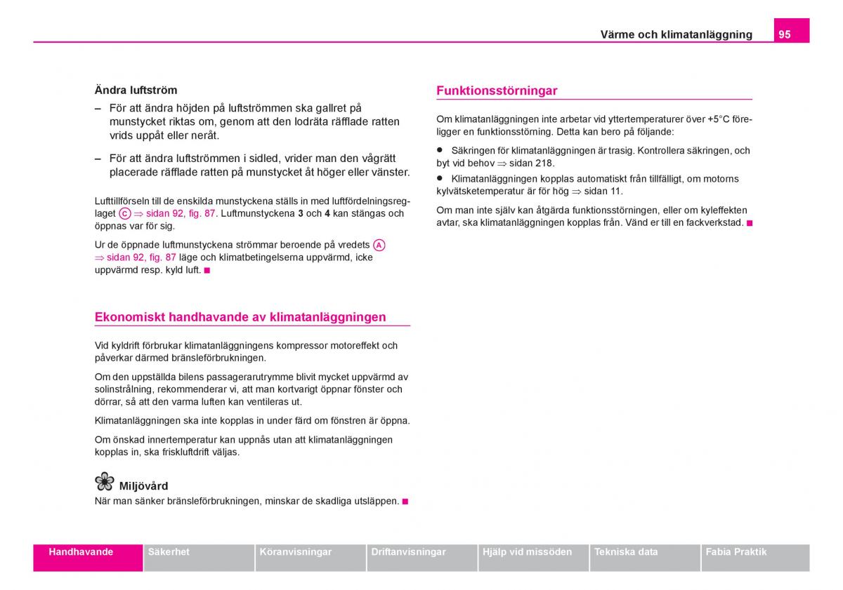 Skoda Fabia I 1 instruktionsbok / page 96