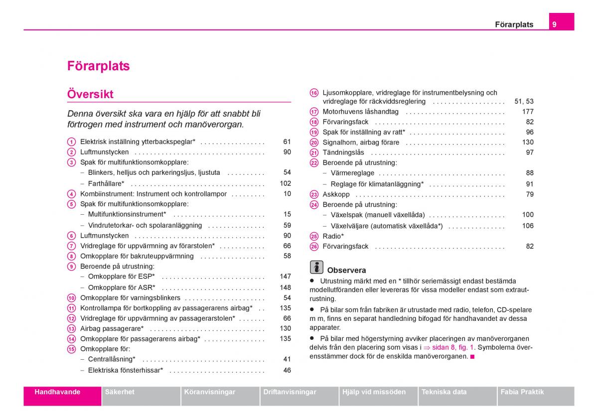 Skoda Fabia I 1 instruktionsbok / page 10