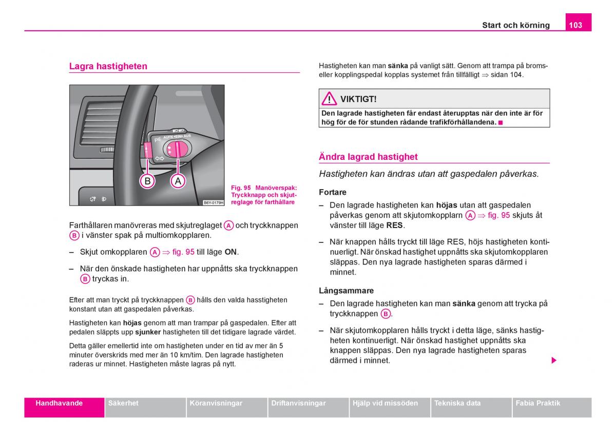 Skoda Fabia I 1 instruktionsbok / page 104