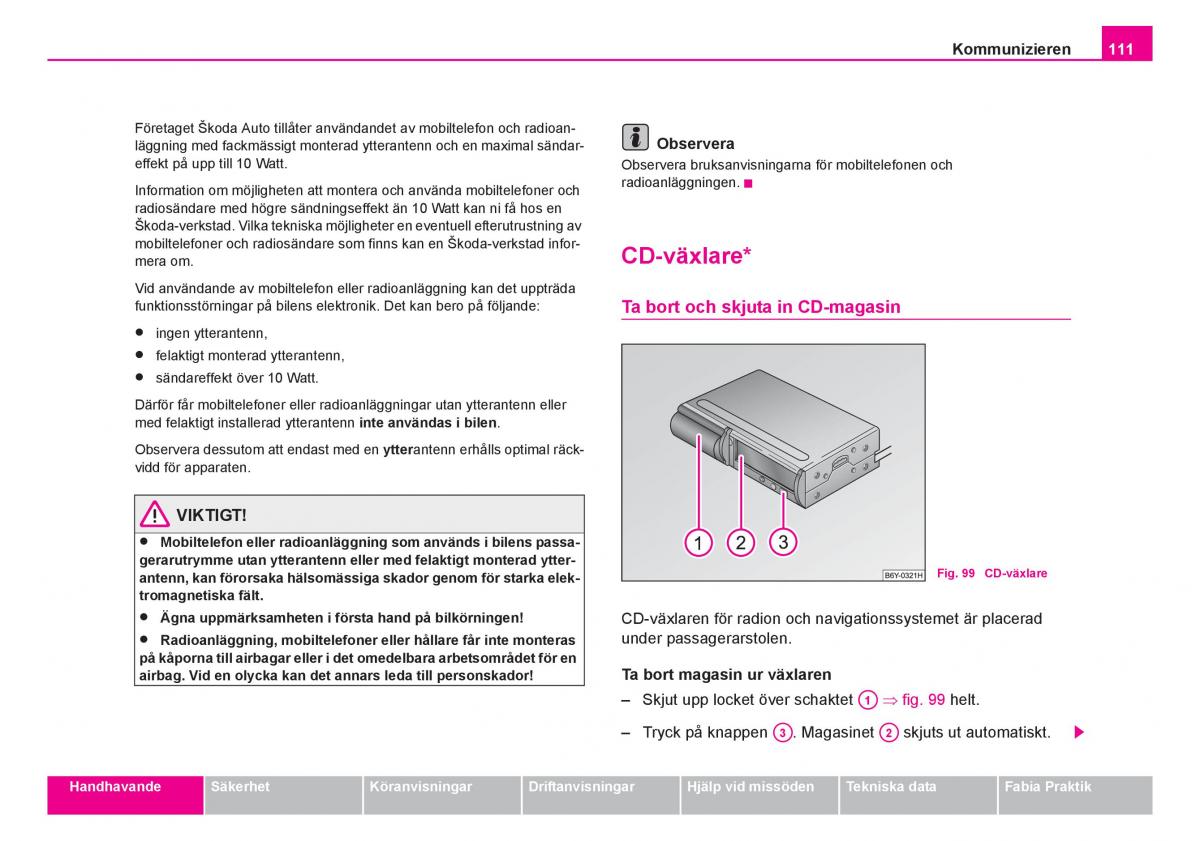 Skoda Fabia I 1 instruktionsbok / page 112