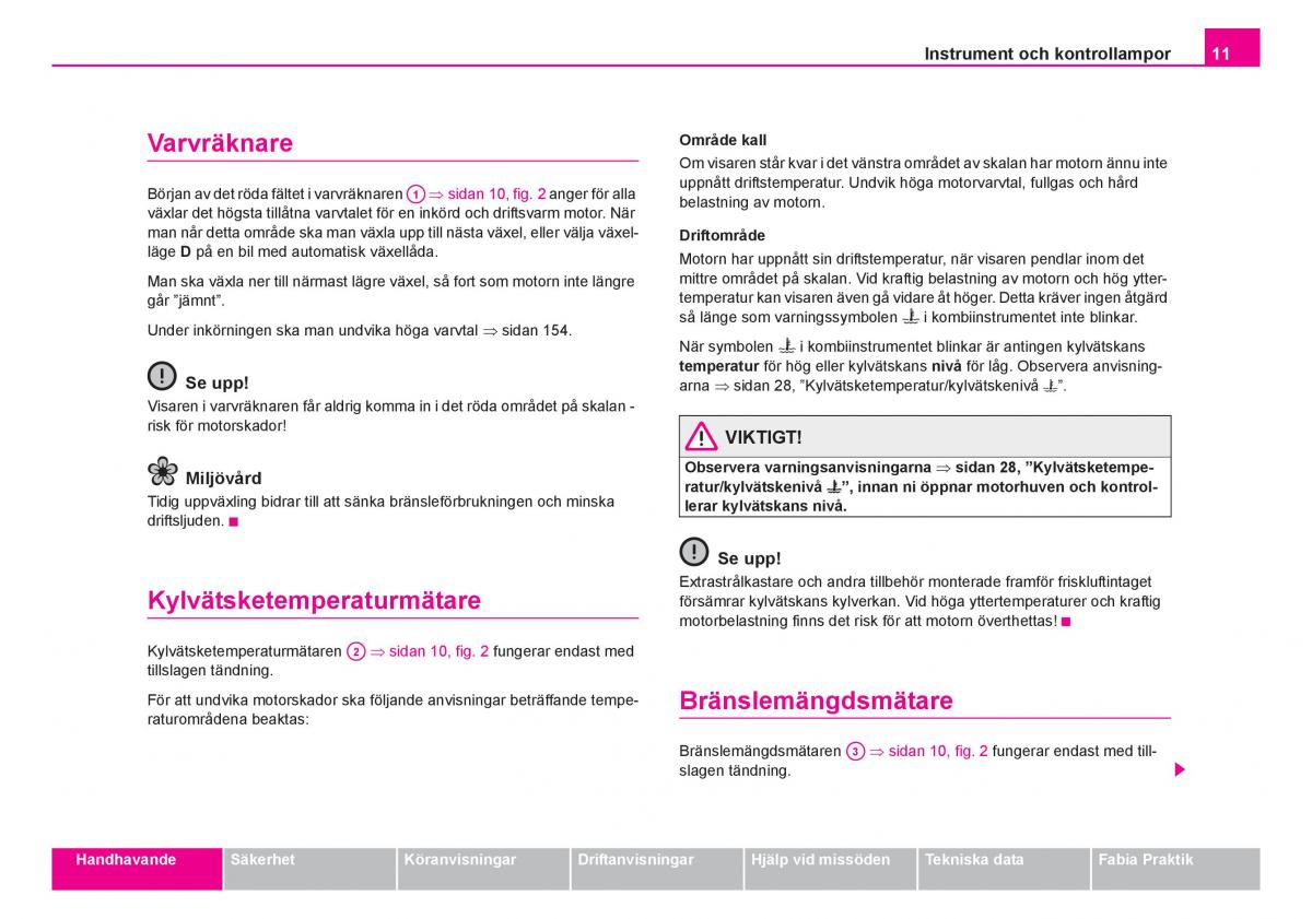 Skoda Fabia I 1 instruktionsbok / page 12