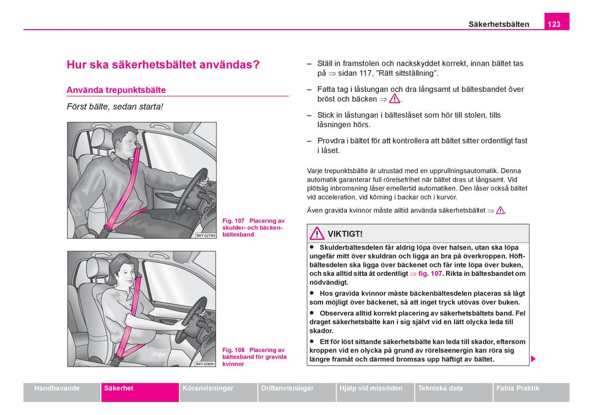 Skoda Fabia I 1 instruktionsbok / page 124