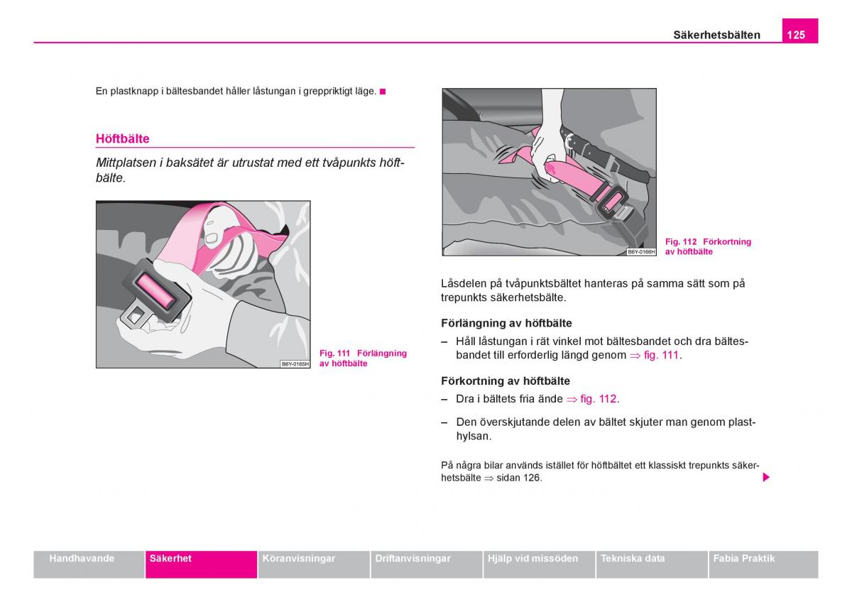 Skoda Fabia I 1 instruktionsbok / page 126