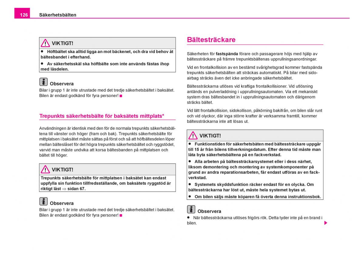 Skoda Fabia I 1 instruktionsbok / page 127