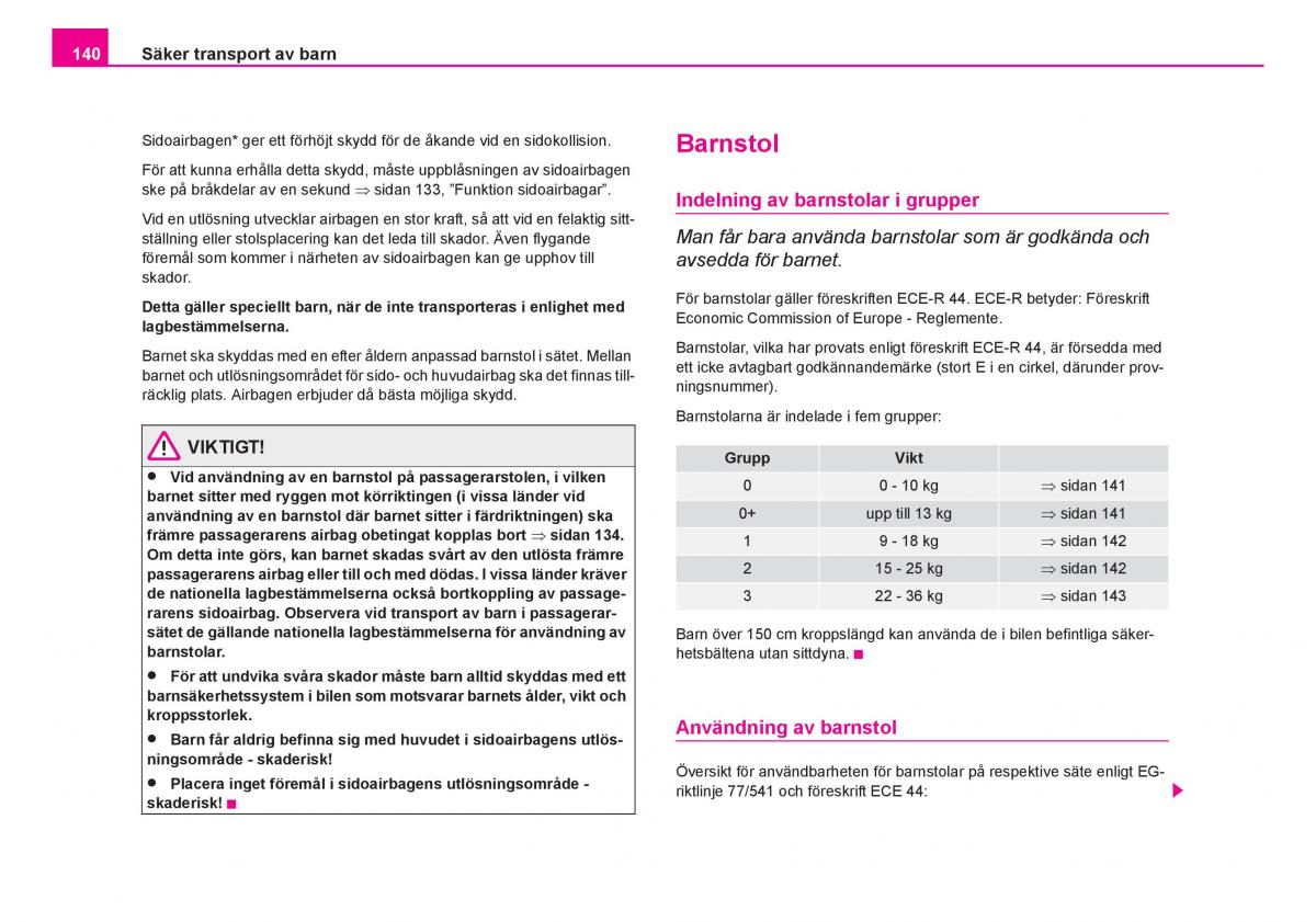 Skoda Fabia I 1 instruktionsbok / page 141