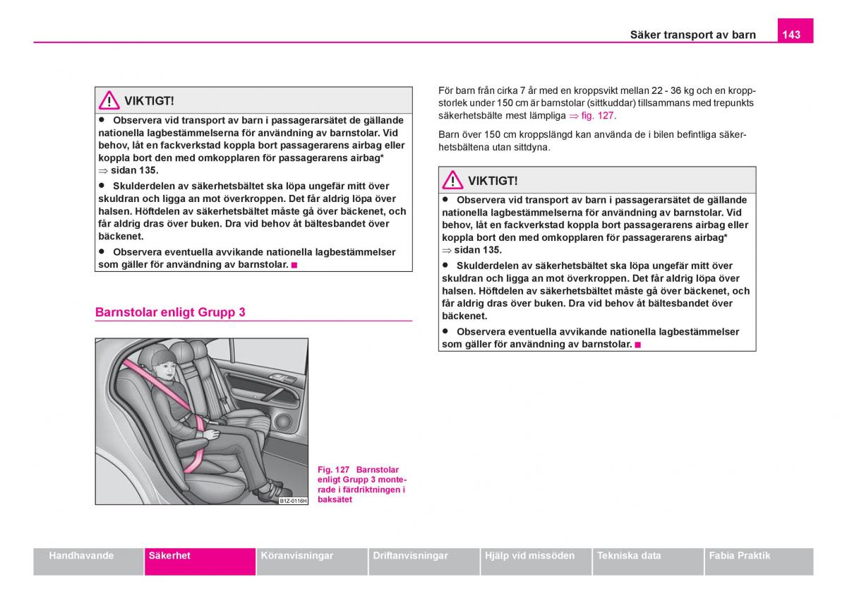 Skoda Fabia I 1 instruktionsbok / page 144