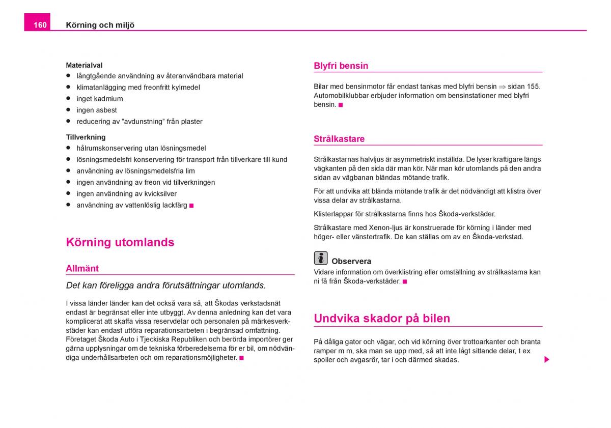 Skoda Fabia I 1 instruktionsbok / page 161