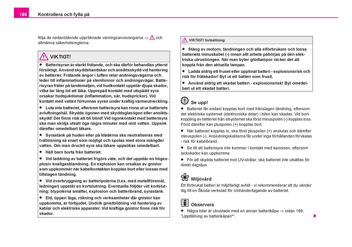 Skoda Fabia I 1 instruktionsbok / page 189