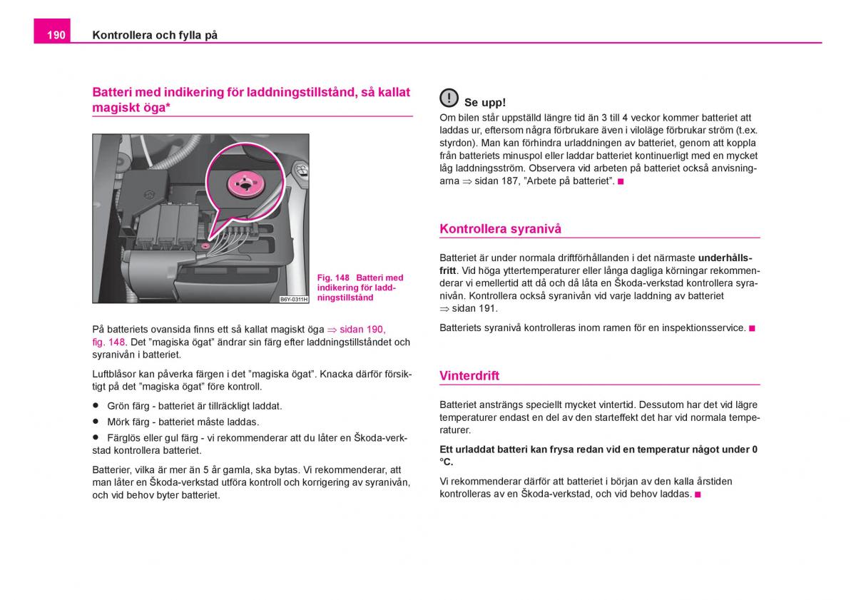 Skoda Fabia I 1 instruktionsbok / page 191