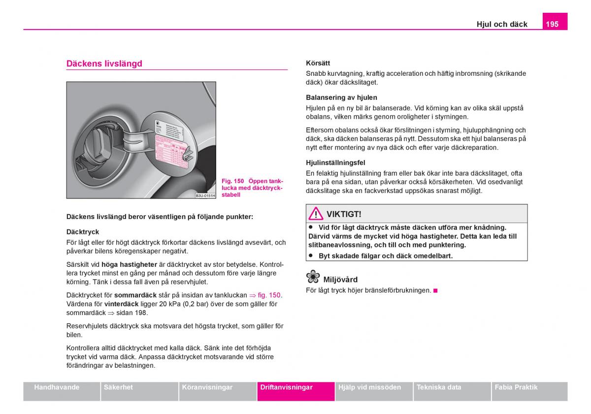 Skoda Fabia I 1 instruktionsbok / page 196