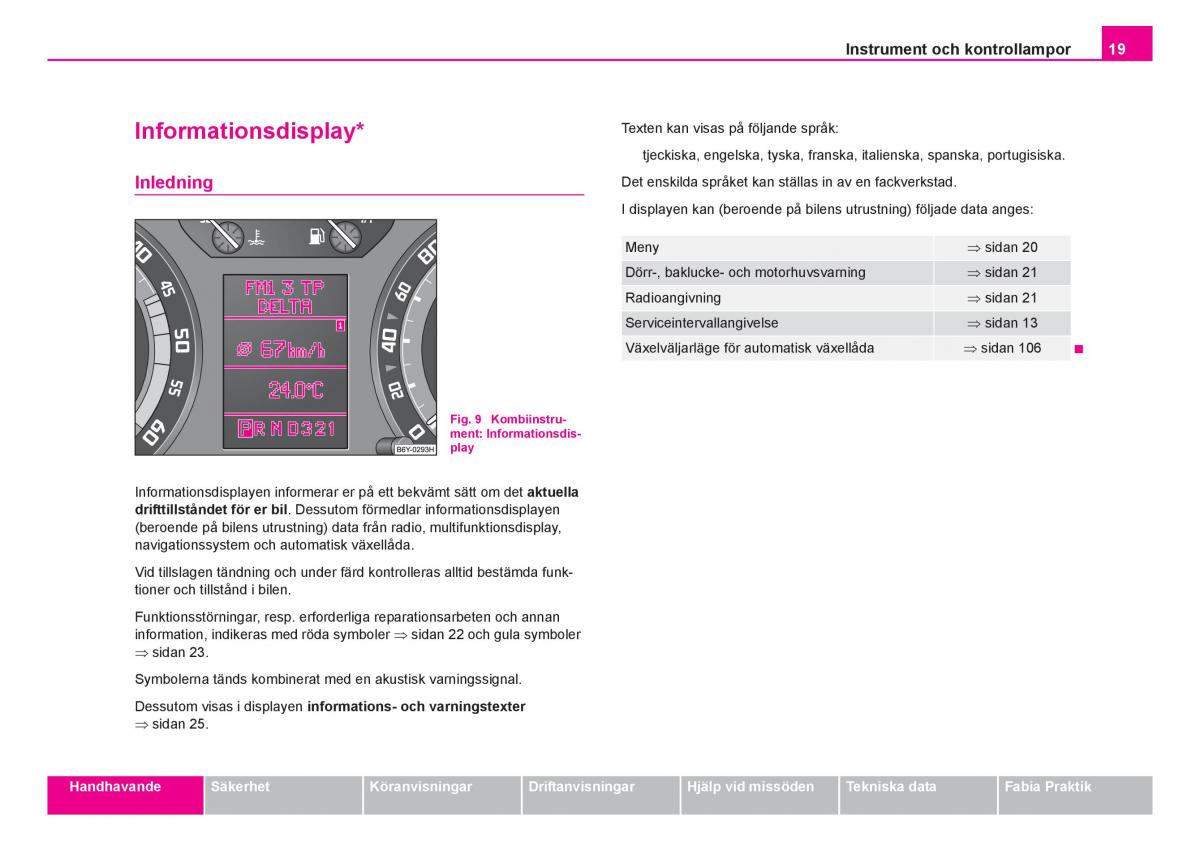 Skoda Fabia I 1 instruktionsbok / page 20