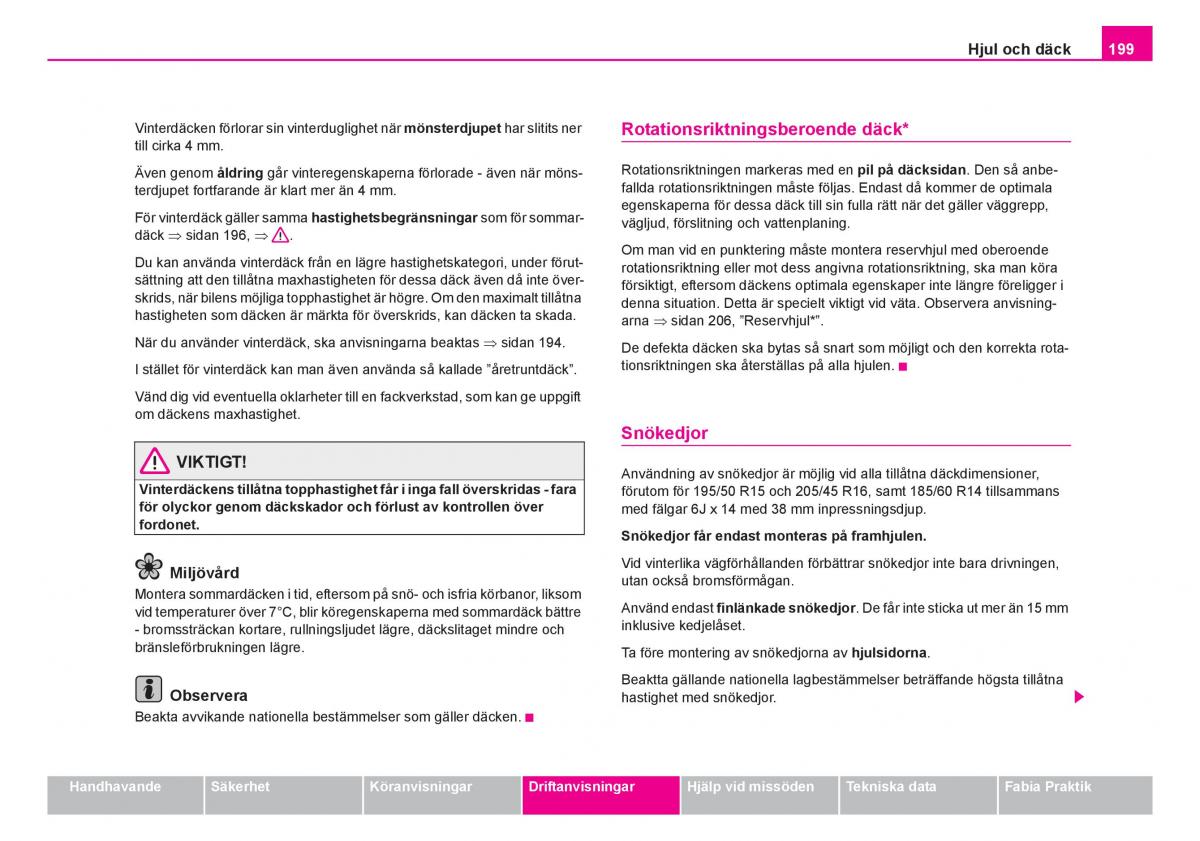 Skoda Fabia I 1 instruktionsbok / page 200