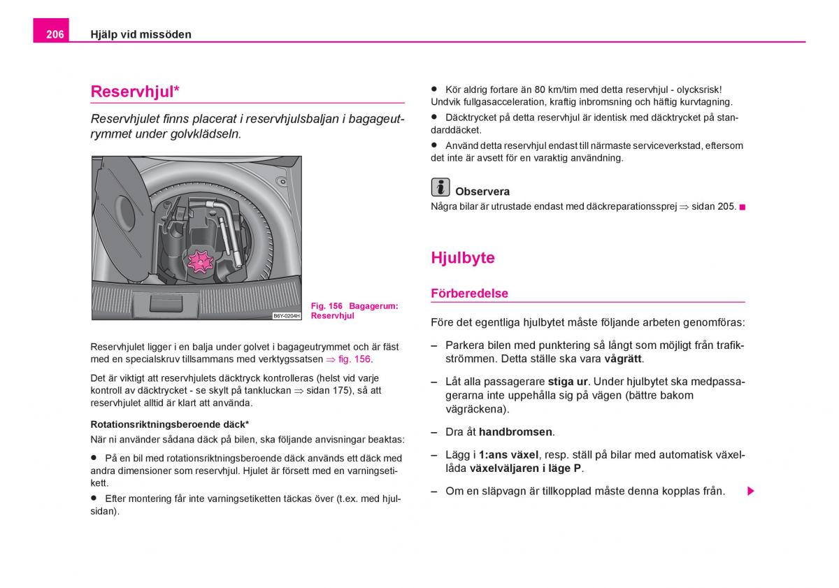 Skoda Fabia I 1 instruktionsbok / page 207