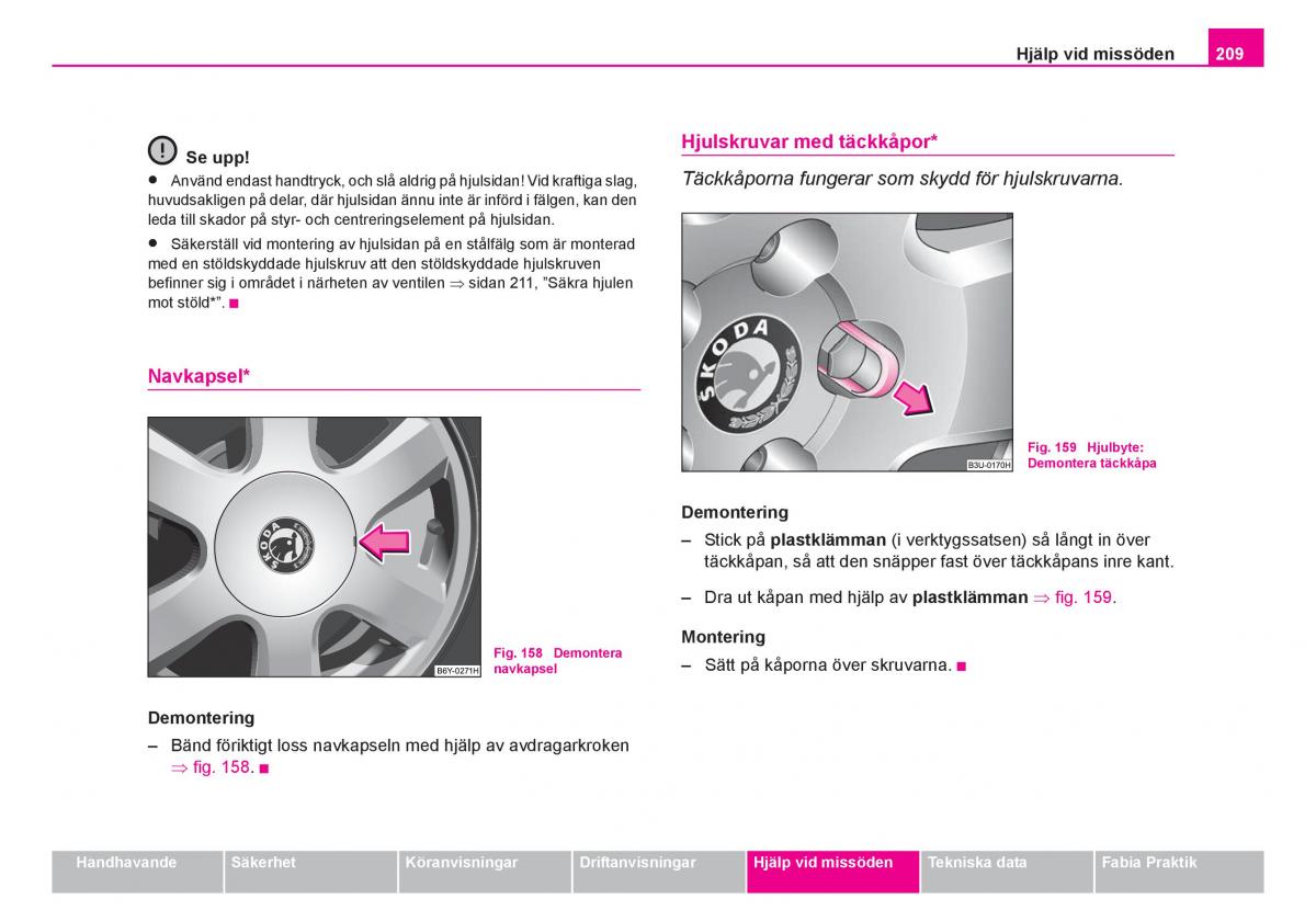 Skoda Fabia I 1 instruktionsbok / page 210