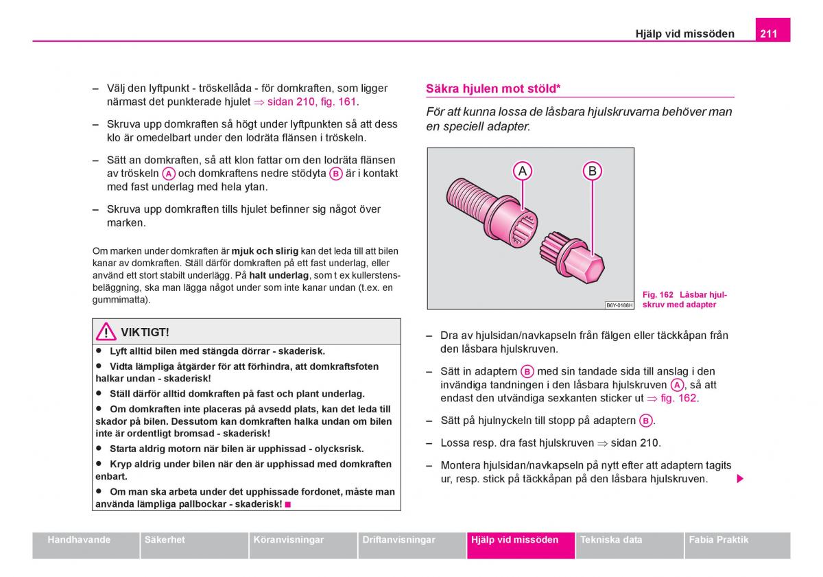 Skoda Fabia I 1 instruktionsbok / page 212