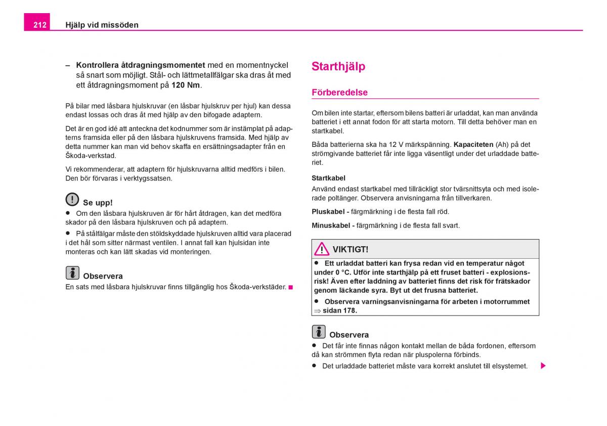 Skoda Fabia I 1 instruktionsbok / page 213