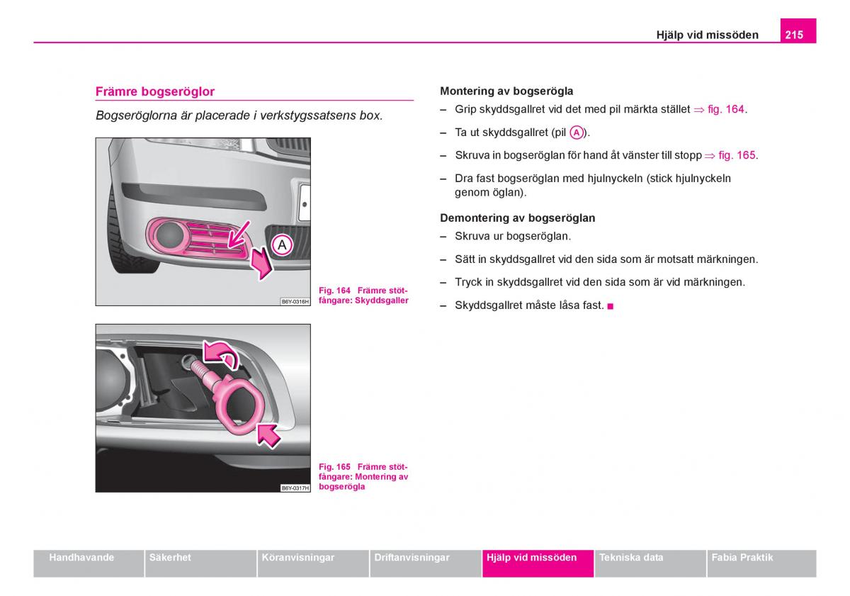 Skoda Fabia I 1 instruktionsbok / page 216