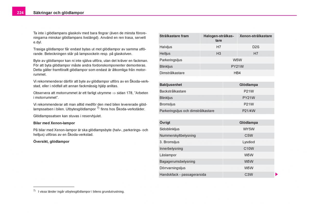 Skoda Fabia I 1 instruktionsbok / page 225