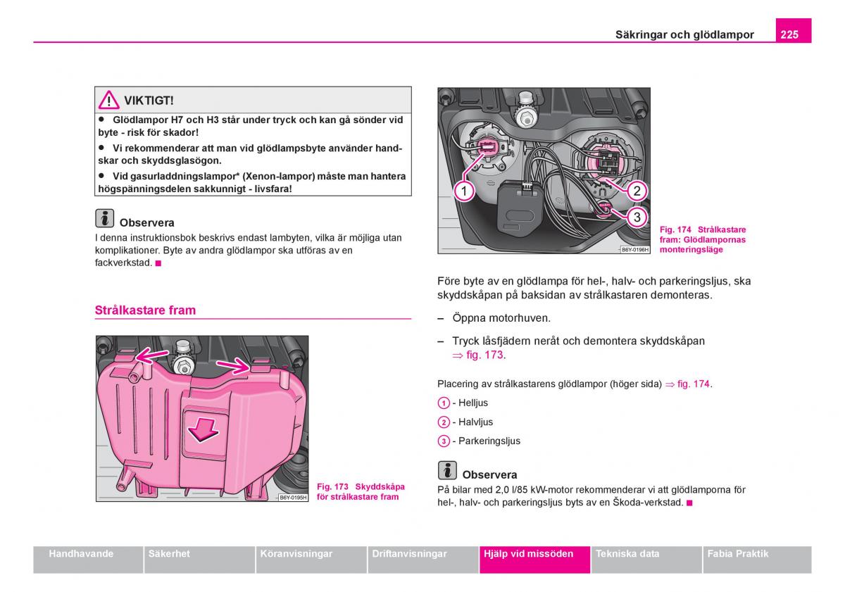 Skoda Fabia I 1 instruktionsbok / page 226