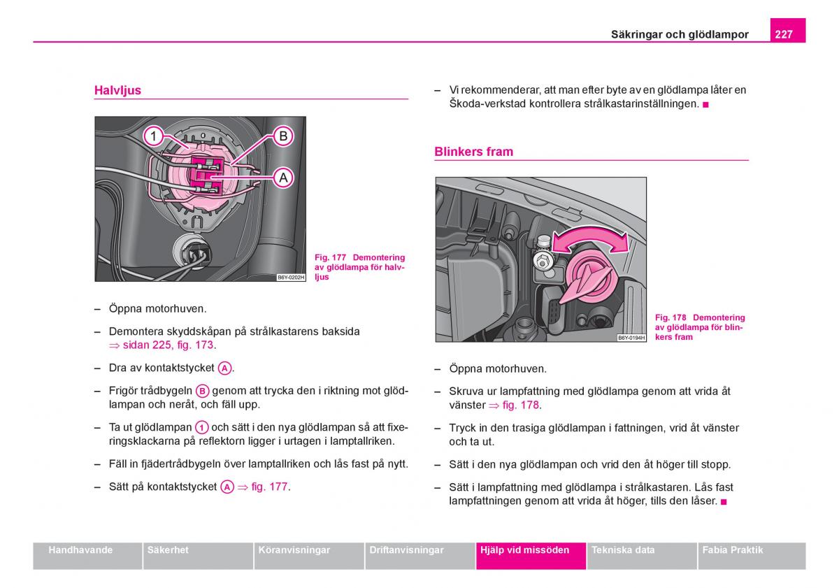 Skoda Fabia I 1 instruktionsbok / page 228